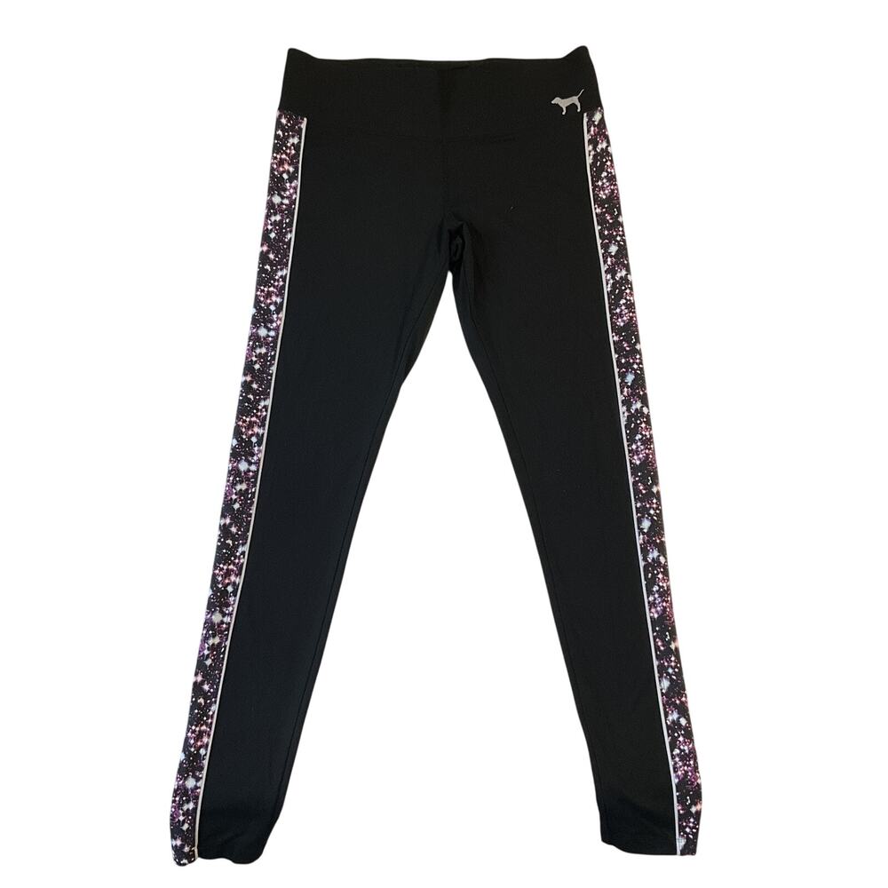Victoria's Secret PINK Women Legging L Black Colorblock Yoga Activewear 27”Insea